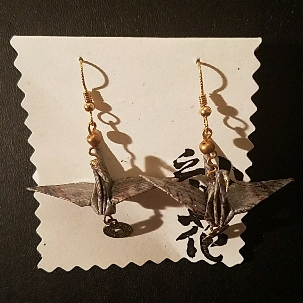 Origami crane earrings